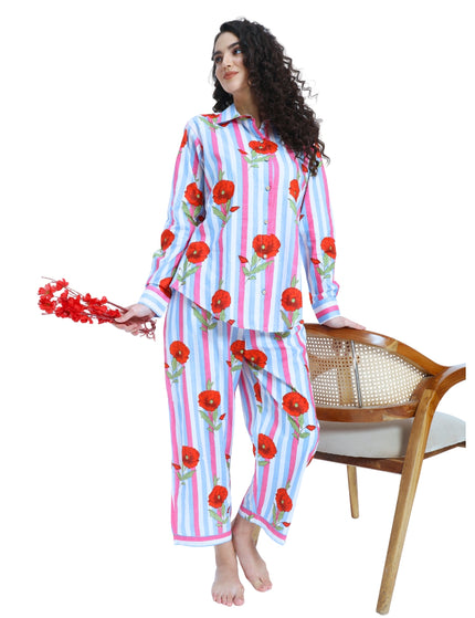 Floral Stripe Shirt Trouser Coord Set