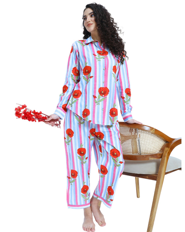 Floral Stripe Shirt Trouser Coord Set