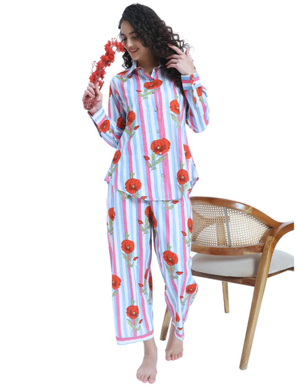 Floral Stripe Shirt Trouser Coord Set