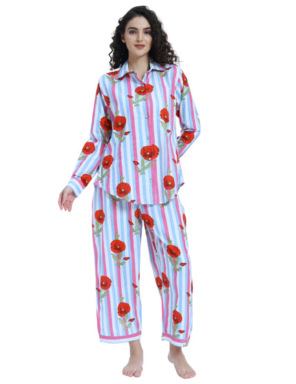 Floral Stripe Shirt Trouser Coord Set