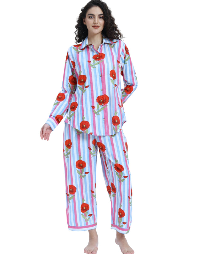 Floral Stripe Shirt Trouser Coord Set