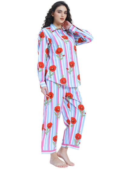 Floral Stripe Shirt Trouser Coord Set