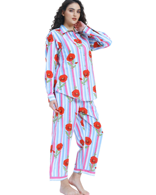 Floral Stripe Shirt Trouser Coord Set