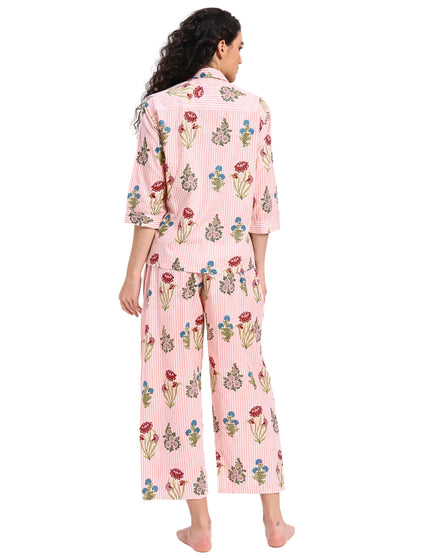 Floral on Light Stripe Coord Set