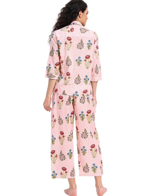 Floral on Light Stripe Coord Set