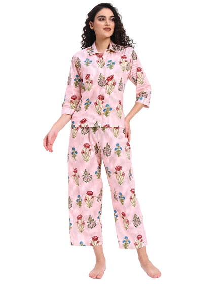 Floral on Light Stripe Coord Set