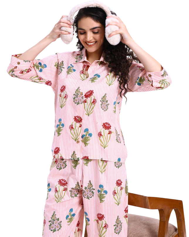 Floral on Light Stripe Coord Set
