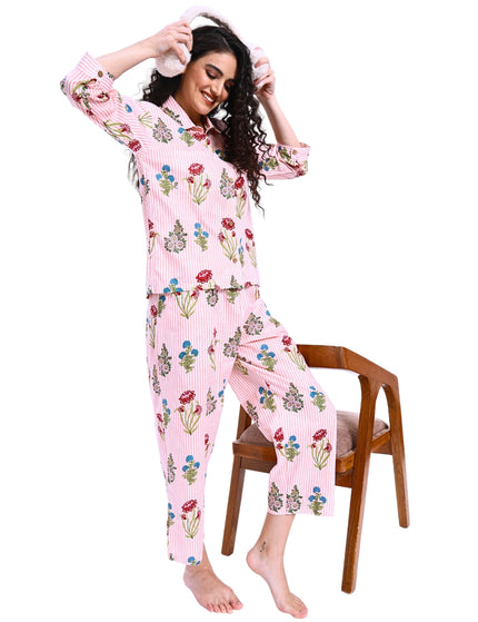 Floral on Light Stripe Coord Set