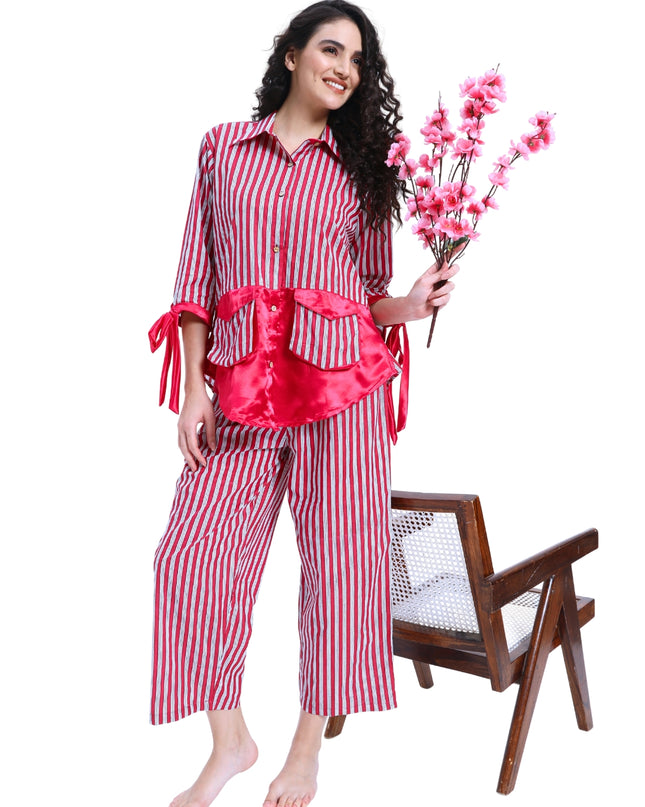 Mulberry Pink Stripe coord Set