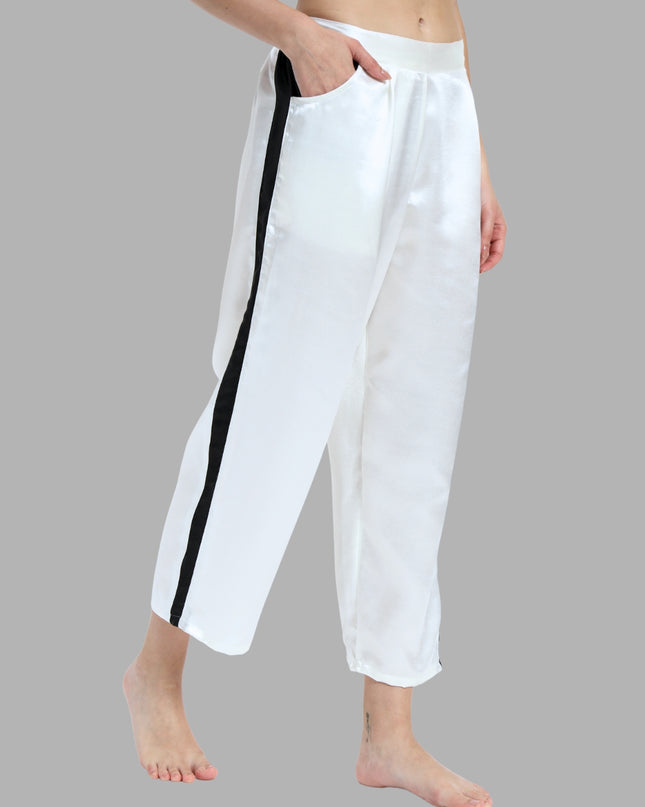 White Satin Coord Set with Feather Sleeve