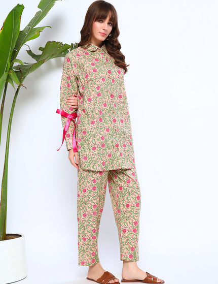 Sober Floral Beige Coord Set