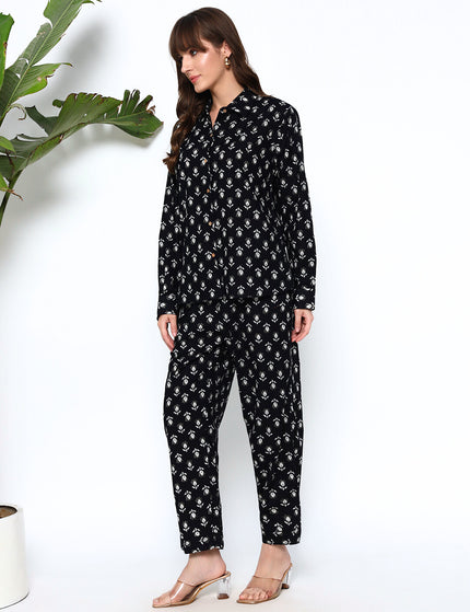 Black Buti Shirt Trouser Set