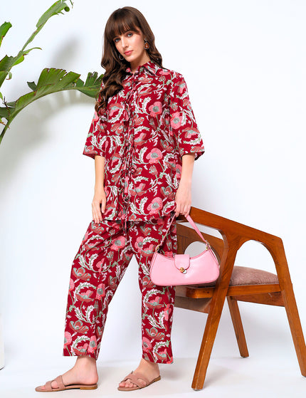 Maroon Jungle Coord Set