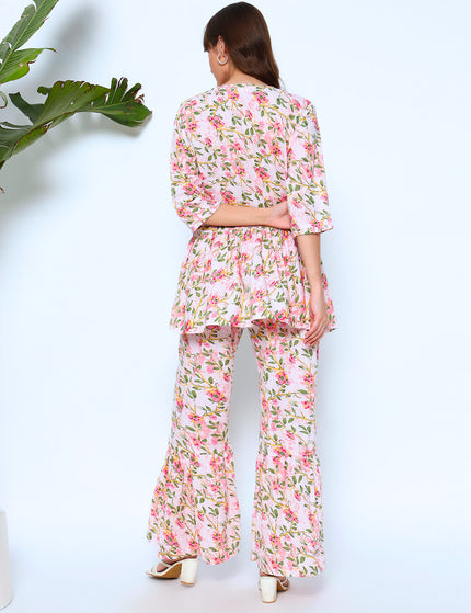 Classic Sober Peplum Top With Gather Trouser