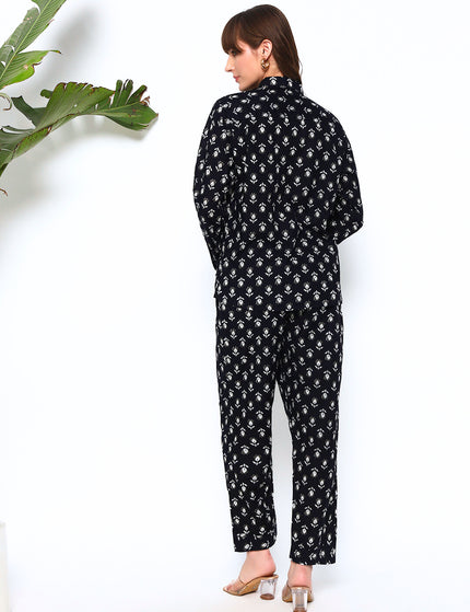 Black Buti Shirt Trouser Set