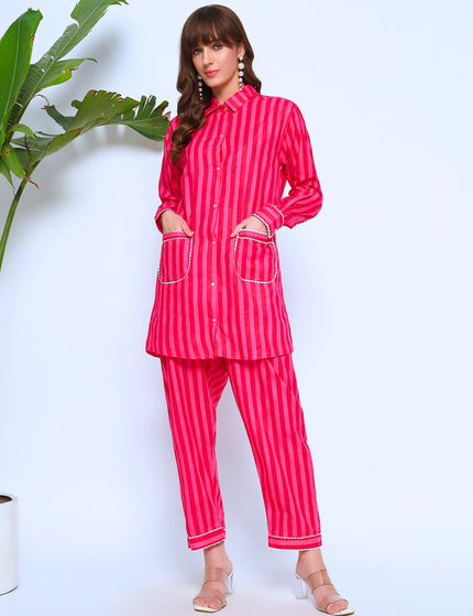 Hot Like Rose-Long Shirt Plazo Set