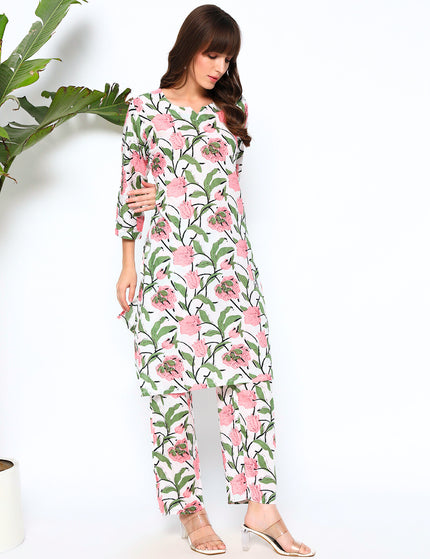 Heavenly Flower Print Kurti Plazo Set