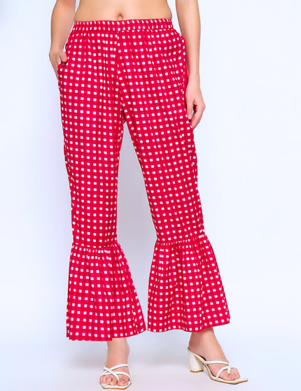 Rose Pink Peplum Top with Gathered Trouser