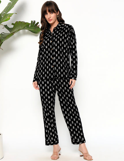 Black Buti Shirt Trouser Set