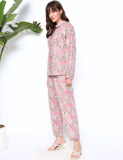 Floating Flower Shirt Trouser Set