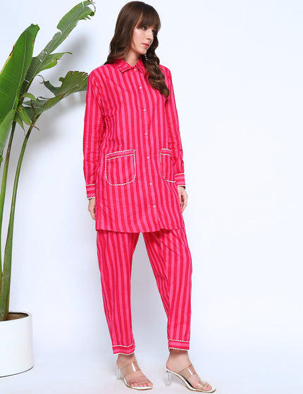 Hot Like Rose-Long Shirt Plazo Set