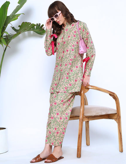Sober Floral Beige Coord Set